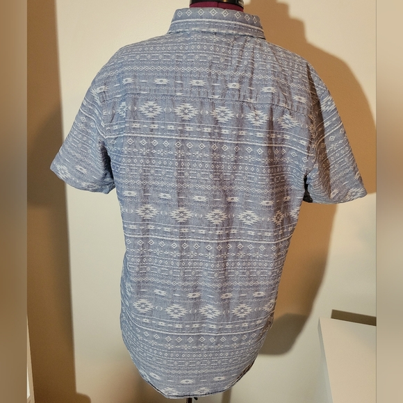 Coastal, Men's, Shortsleeve Buttondown, Grey, Aztec Western Print, Large - Picture 2 of 2